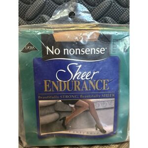 VTG No Nonsense Sheer Endurance Pantyhose Control Top Sz B Sheer Toe Beige Mist
